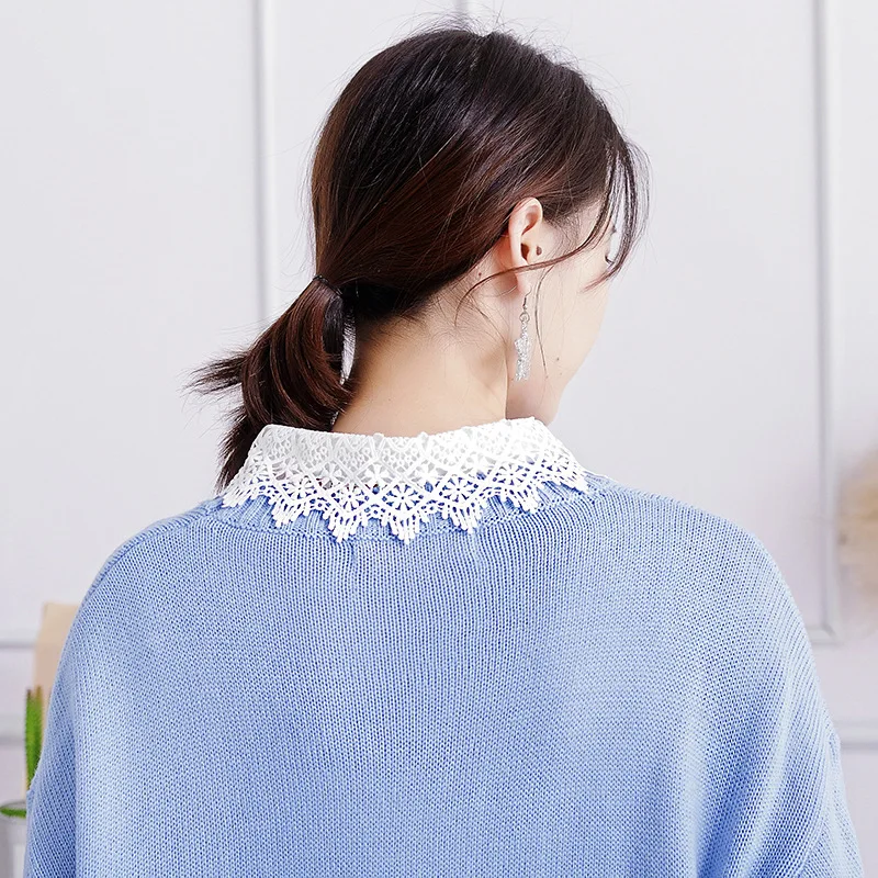 

2021 New Chiffon Hollow Out Fake Collar Women Detachable Lapel Choker Necklace Ladies Removable Half Shirt False Collar