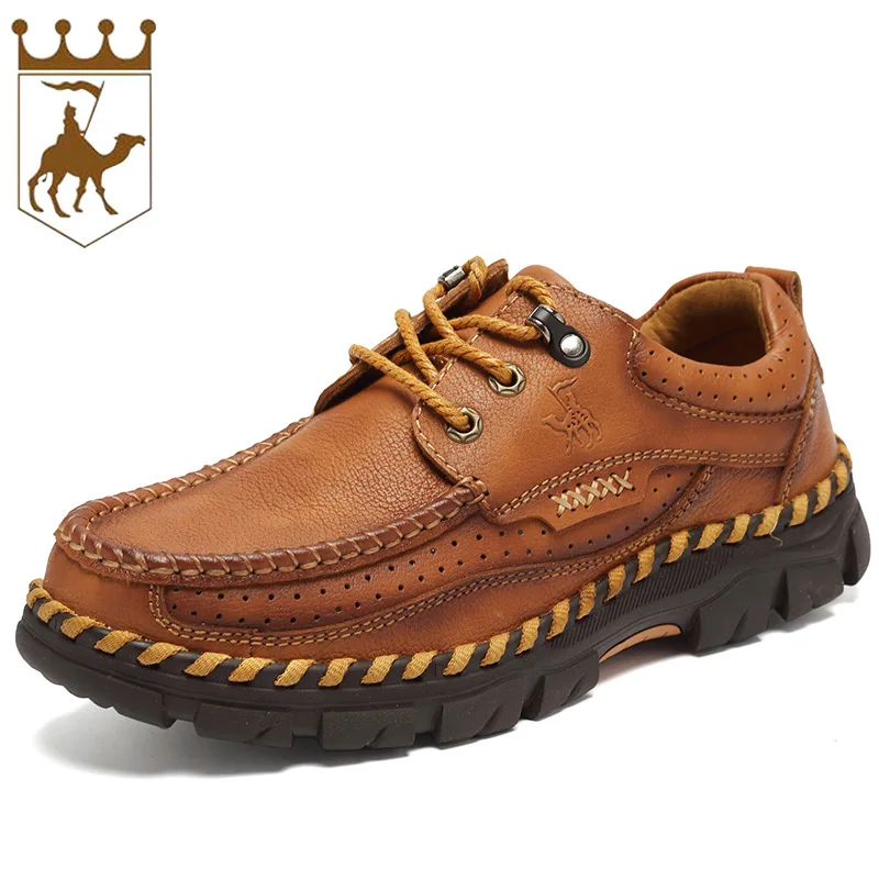BACKCAME Men Genuine Leather Shoes Casual Outdoor High Quality Comfort Business Man Footwear Nonslip Rubber Flats Breathable | Обувь
