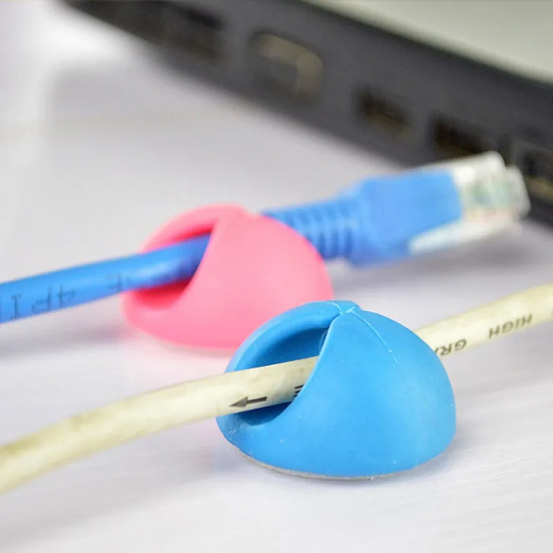 Round Cable Holder Protector Management Device Organizer Finishing Desktop Plug Silicone Wire Retention Clips Power Cord Winder |
