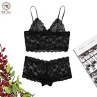 Женское нижнее белье Leechee, кружевное эротическое сексуальное нижнее белье, комплект из 2 предметов, прозрачные цветочные вышивки, женские комплекты для ухода за кожей