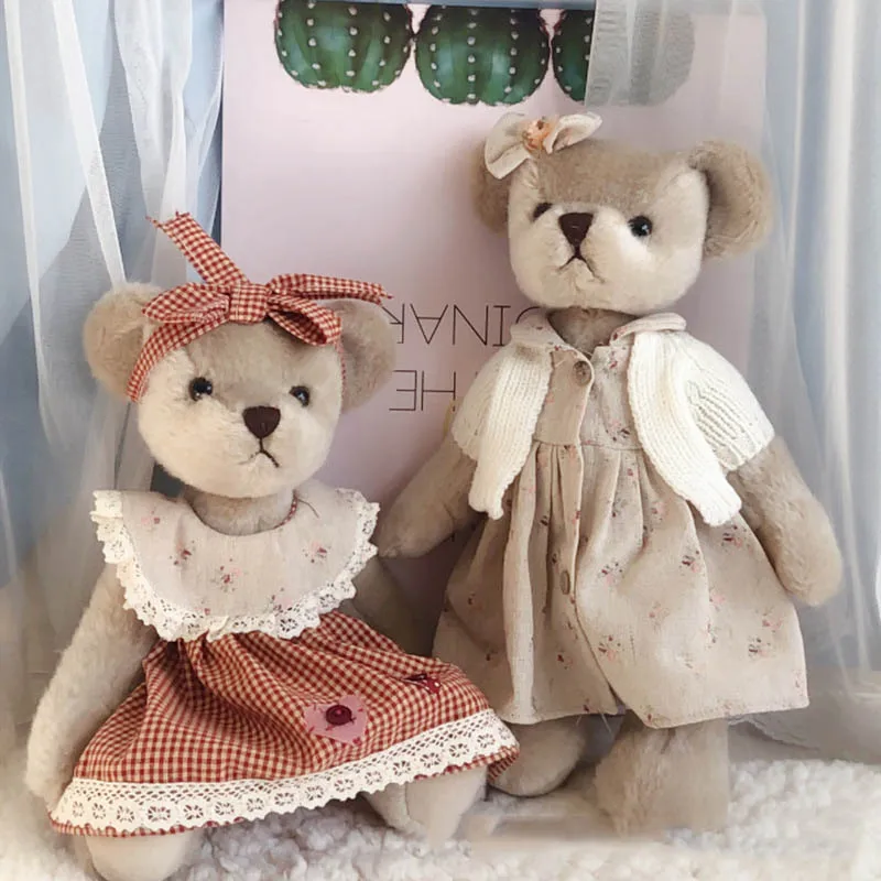 

Plush toy movable five-joint teddy bear classic lovers bear a pair of cross-dressed rabbit elk doll female