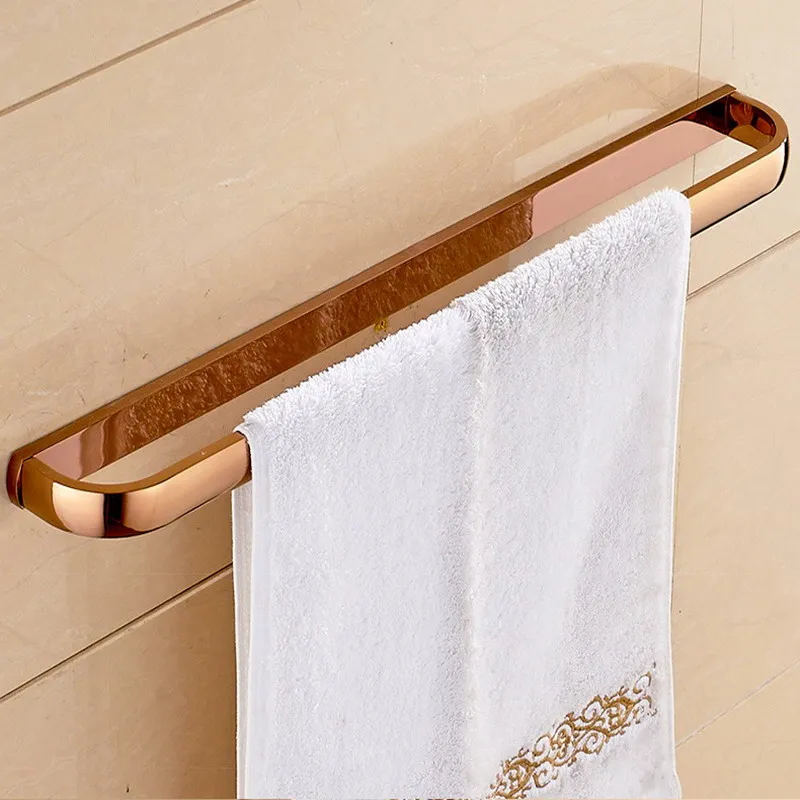 Single Towel Bar Розовое золото, латунные Квадратные аксессуары для ванной комнаты, вешалка для полотенец, держатель для туалетной бумаги, держатель для зубной щетки, аксессуары для ванной комнаты Kxz010 - Цвет: Single Towel Bar
