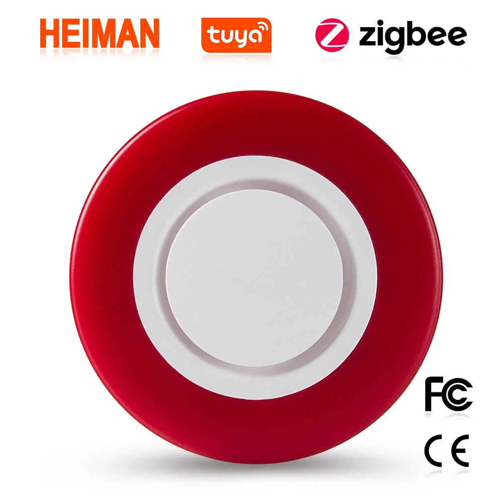 

HEIMAN Zigbee Siren For Tuya smart alarm system with 95db warning Sound strobe red light flash indoor home security loud siren