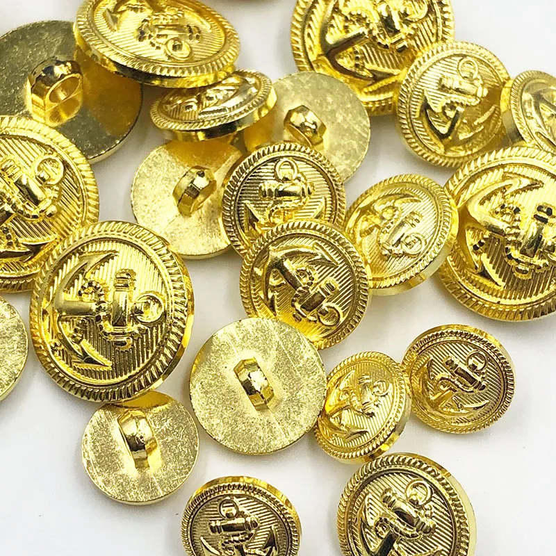 

10PCS/pack 13/15/20MM Gold Anchor Buttons Plastic Sewing Accessory Shank Button Garment Clothing PT336