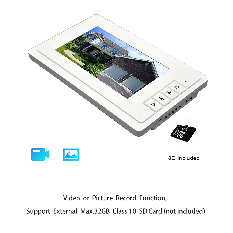 7 &quotвидео домофон функция записи фото система контроля доступа инфракрасная