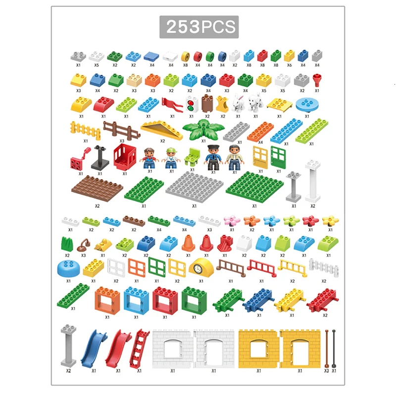 253 шт Большой размер строительные блоки фигурки животных дети кирпичные игрушки