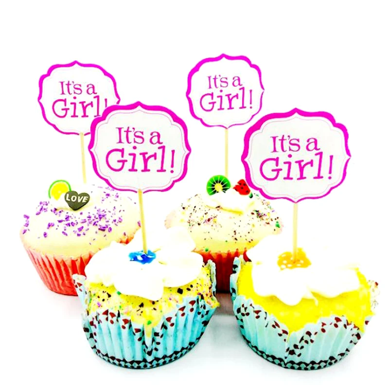 

Happy Birthday Party Girls Kids Cartoon Cake Picks Decoration Cupcake Toppers Baby Shower Supplies 24pcs/lot