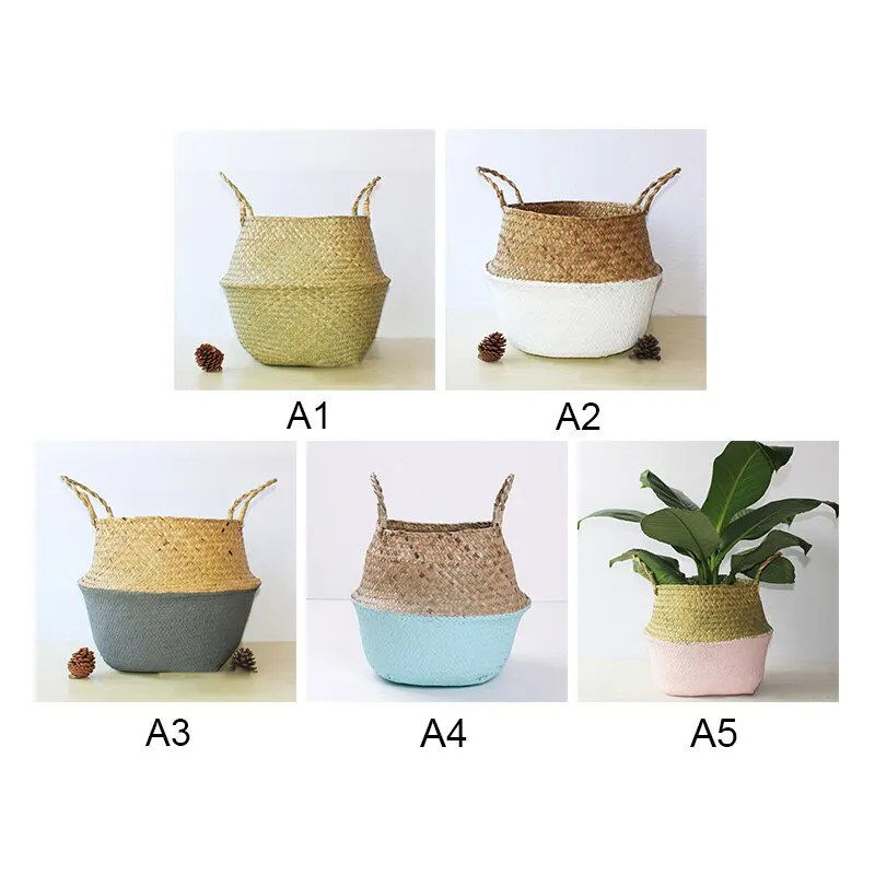 

Storage Baskets laundry Seagrass Baskets Wicker Hanging Flower Pot Baskets Storage Flower Home Pot panier osier basket for toys