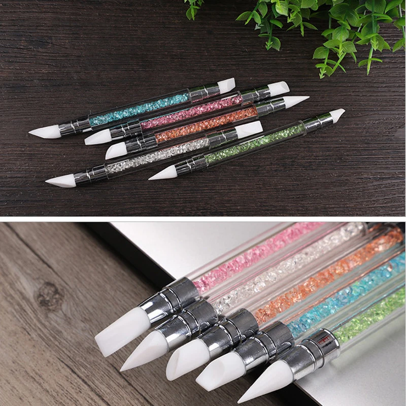 Ручка-скульптура для ногтей из силикона с двумя головками 5 шт. | Красота и