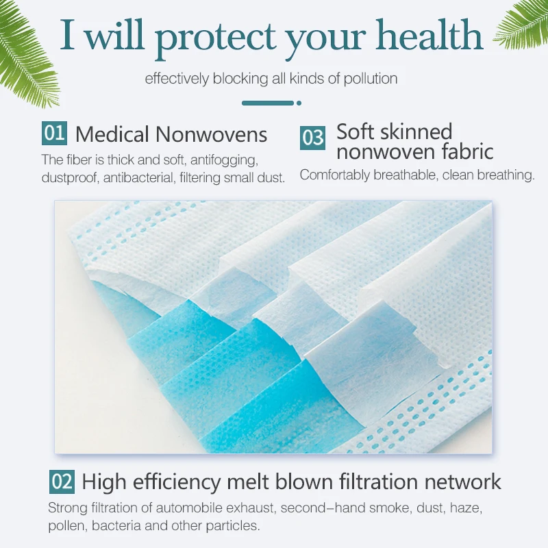 Medical Disposable 3 Layers Mask Filtration Cotton Dustproof Facial Protective Cover Anti-Dust Earloop Face Surgical Masks | Красота и