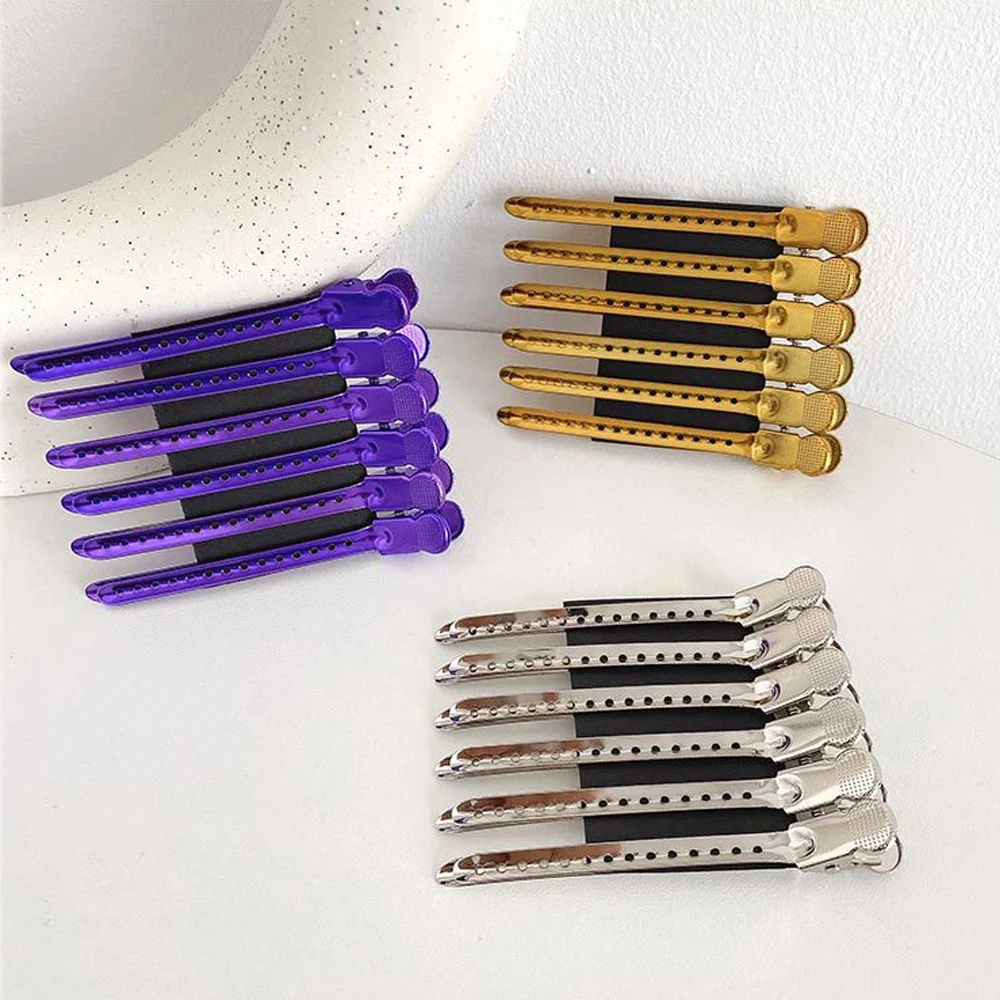 

6Pcs/Set Traceless Fixed Hair Clip Hairdressing Cutting Hairpin Flat Duck Mouth Hair Clamps Sectioning Hair Styling Tools