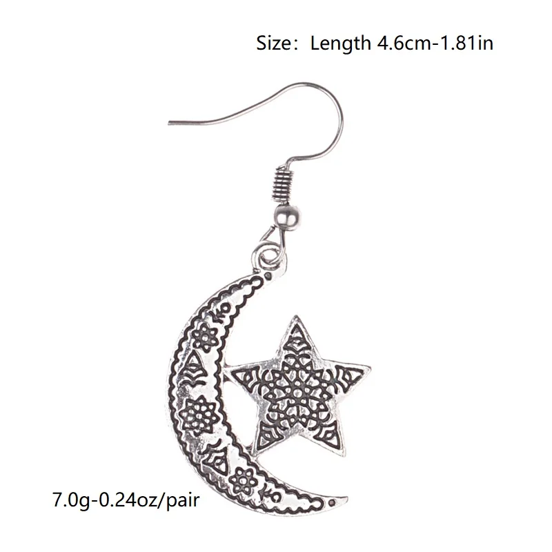 CARTER LISA Шарм в античном стиле Луна со звездой серебряные Висячие серьги для женщин