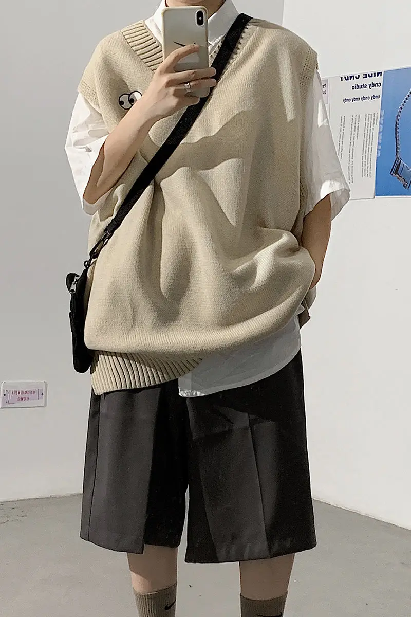 Свитер мужской однотонный с V-образным вырезом модный Повседневный пуловер