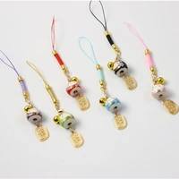 cute janpanese smart phone wrist strap lanyards for iphone samsung xiaomi decor cat bell mobile phone strap key rope phone charm