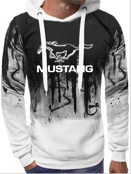 Толстовка с капюшоном Mustang auto hoodie shelby youngtime muscle car - Цвет: Белый