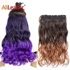 Накладные волосы Alileader, длинные волнистые, черные, с эффектом омбре, 22 дюйма, на 5 заколках