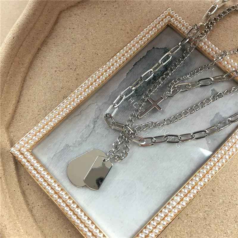 Ingemark, панк, многослойный Крест, колье с подвеской, ожерелье для женщин, хип-хоп, с блестками, массивная цепочка, ожерелье, s, христианская пара, ювелирное изделие