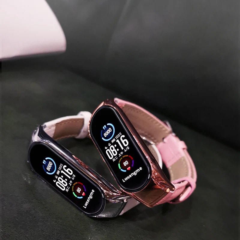 

Сменный смарт-браслет для Xiaomi Mi Band 5 NFC, модный роскошный кожаный браслет, ремешок для наручных часов для Mi Band 5