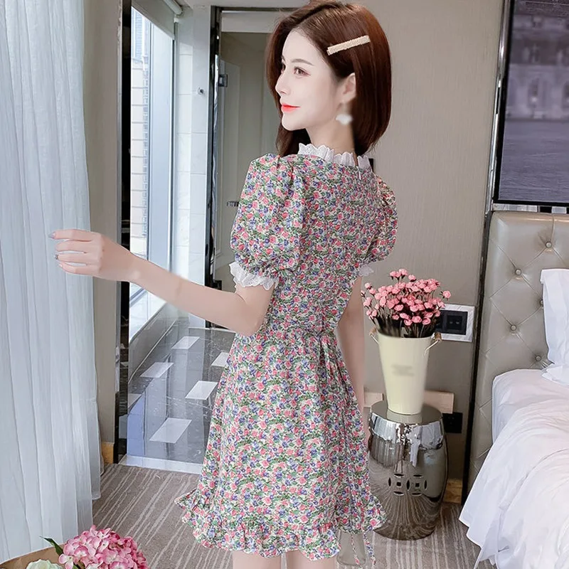 

Women Dress Sexy Bodycon High Waist Sundress Femme Puff Sleeve Summer Dress