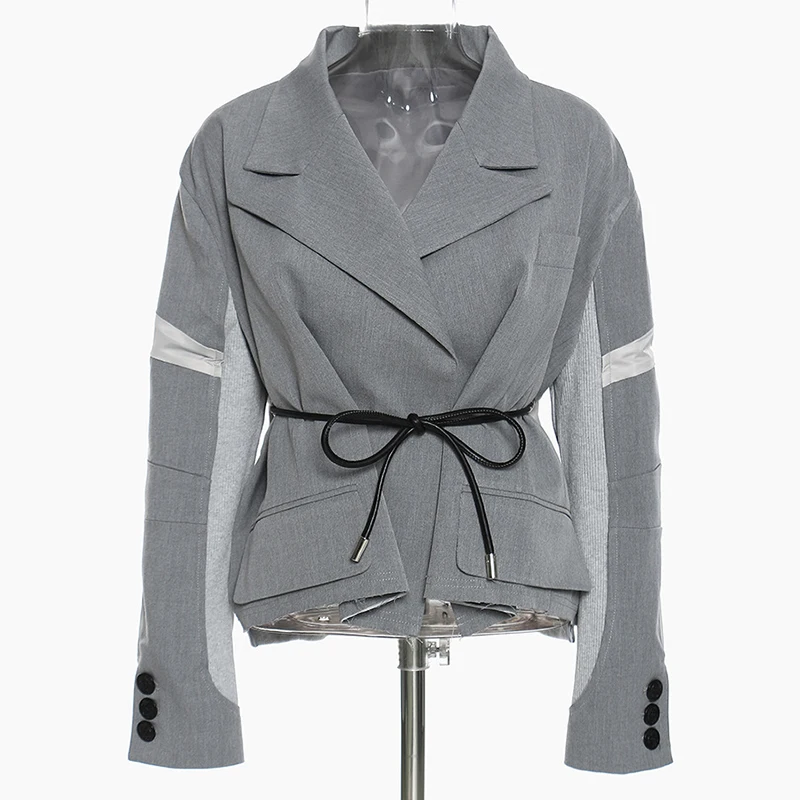 

Women Reversible Blazer Autumn Winter Thick Belted High Street Jacket Coat