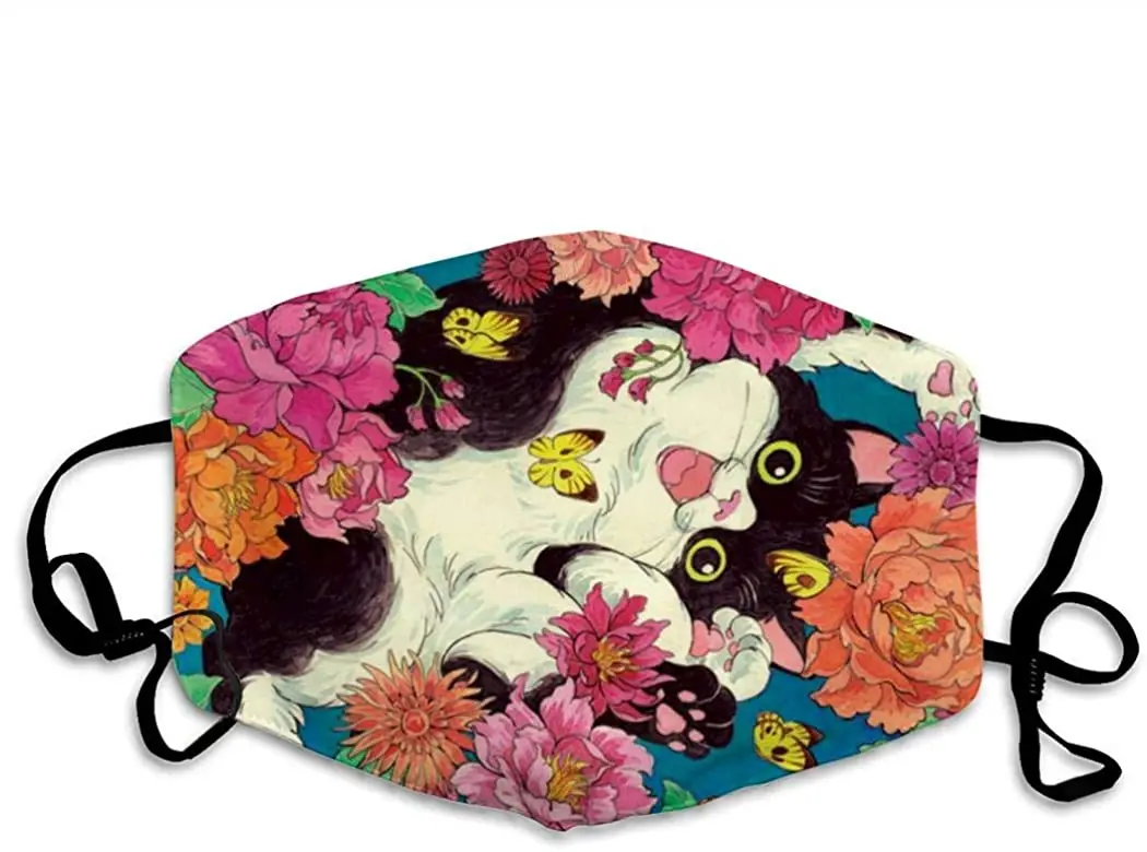 

Кота с улыбкой и с рисунком цветов и бабочек уход за кожей лица Балаклава пыли шарф подлежит стирке и многоразовому использованию, кемпинга, кроссовки для женщин и мужчин