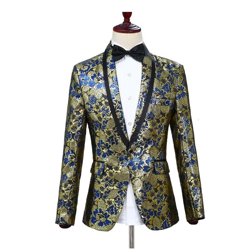Новый мужской костюм с цветочной вышивкой для шоу костюмы воротником шалью