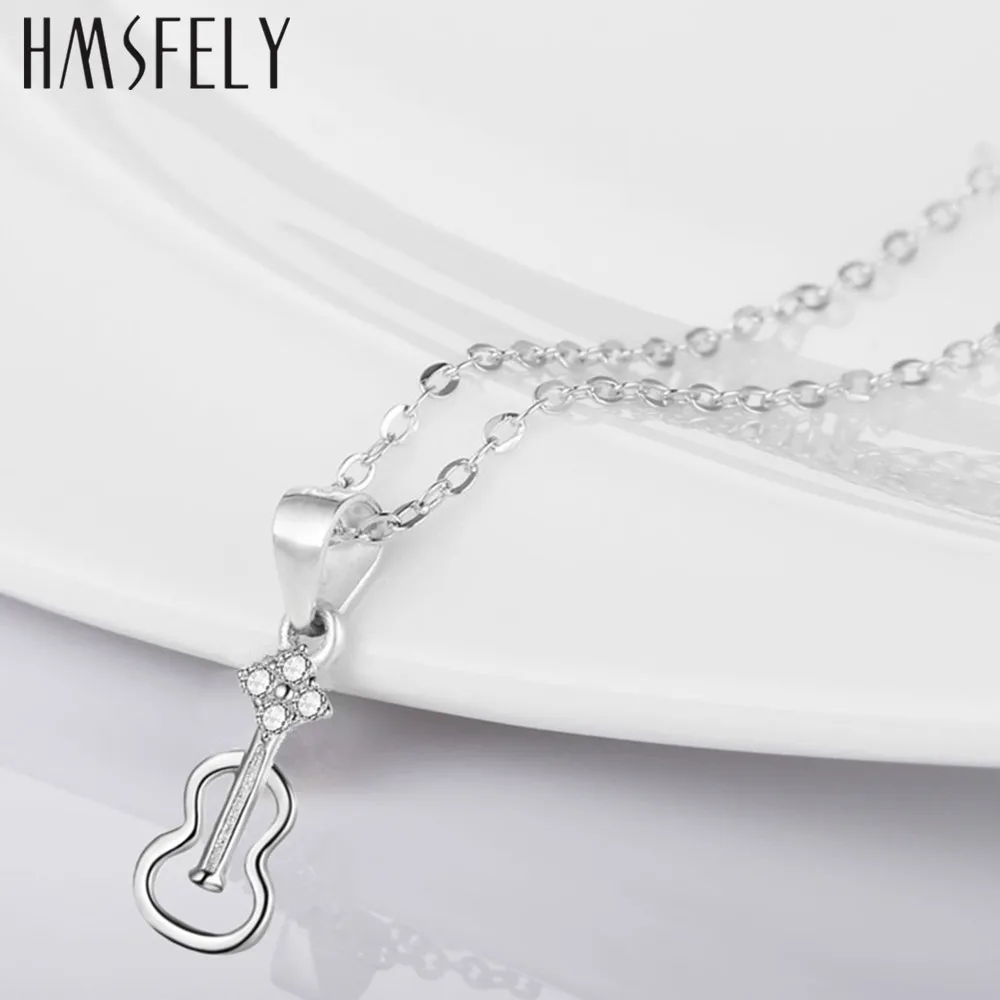 HMSFELY 925 стерлингового серебра Очаровательная гитара кулон DIY браслет аксессуары