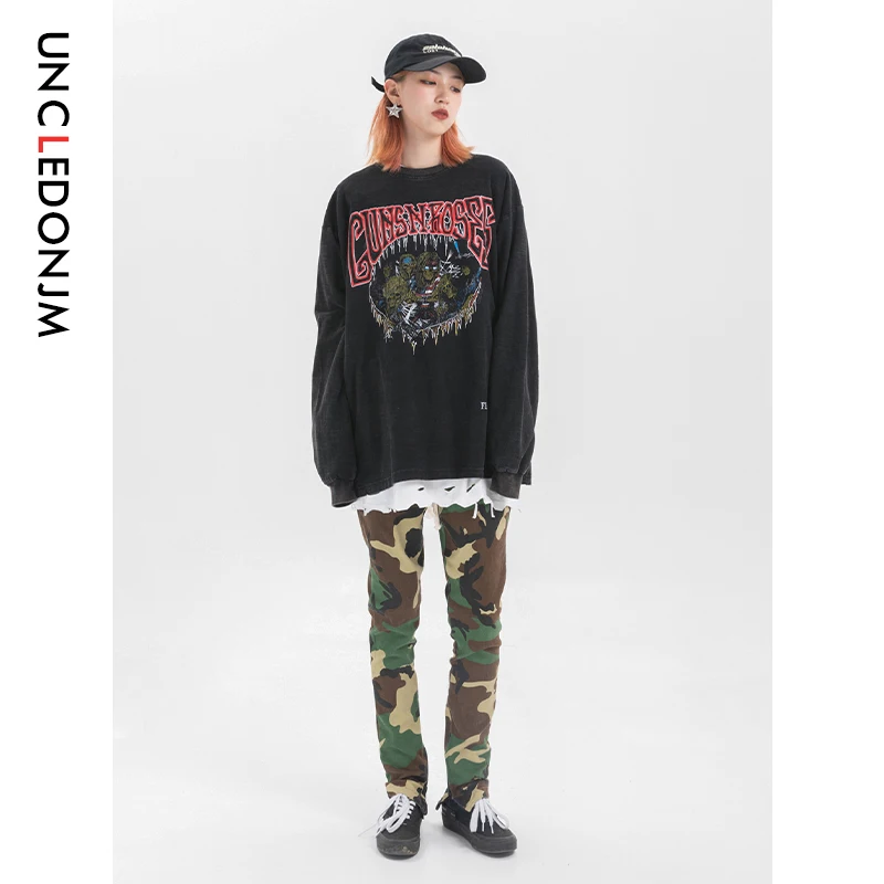 UNCLEDONJM Streetwear Women T Shirt Long Sleeve Harajuku Tshirt Hip Hop Print T-shirts Autumn Causal Tops Tees Tops ME-1990