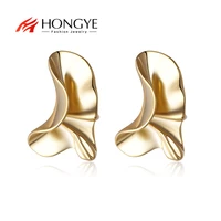 hongye punk folded personality color irregular copper distortion stud earrings for female party hyperbole mothers day gift