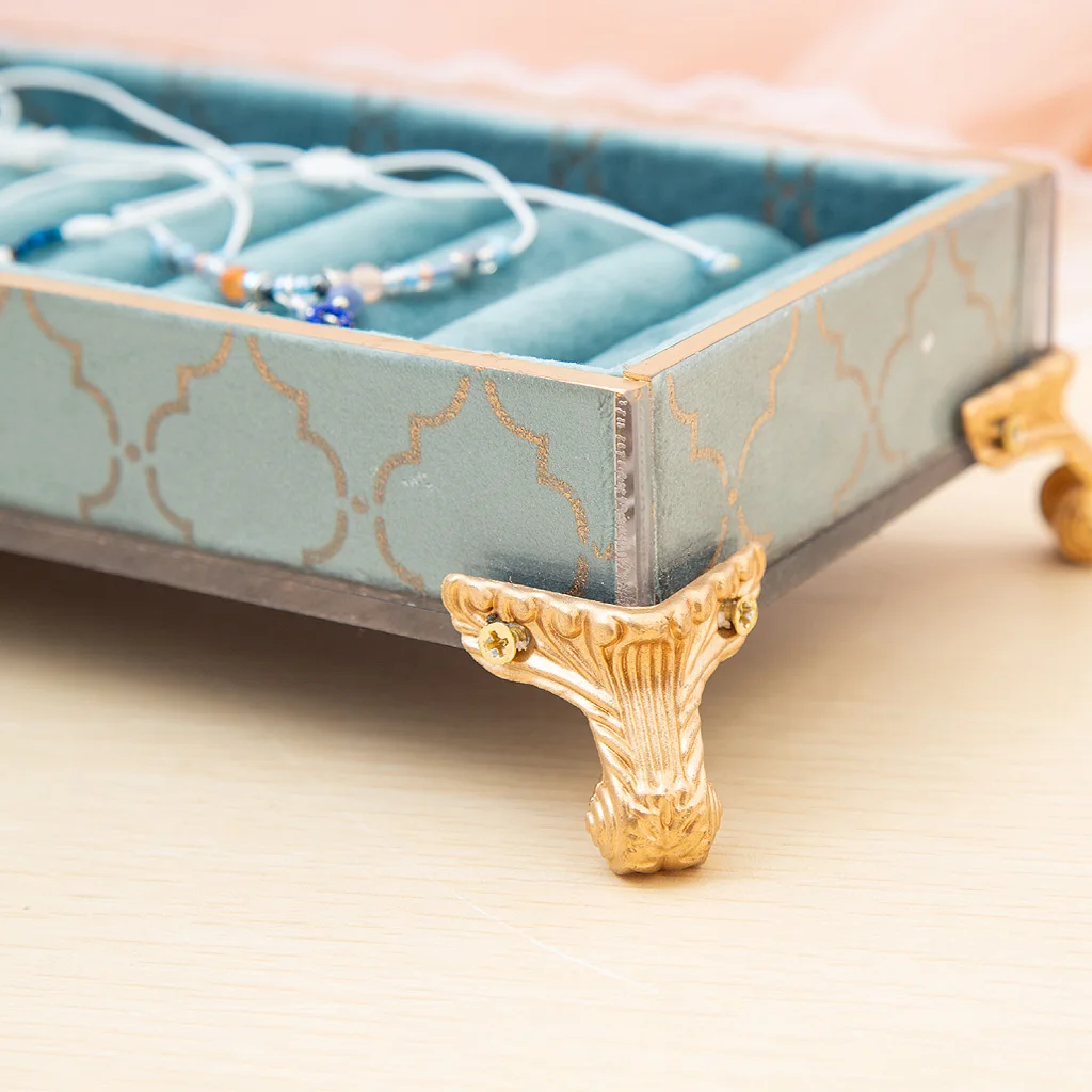 

1xVelvet Jewelry Display Box Cufflinks Ring Storage Tray Case Holder