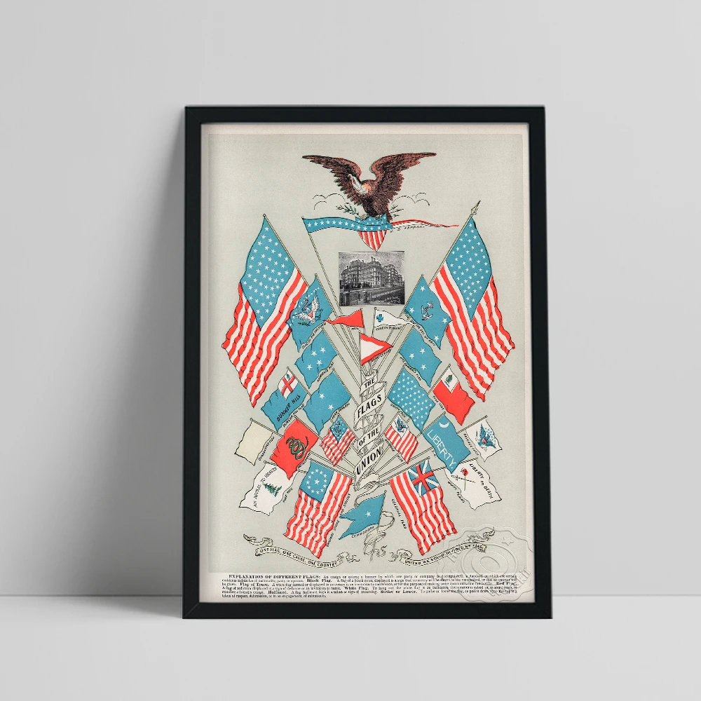 Постер флаги Союза, яркие цветные флаги США, иллюстрация, холст, живопись, история, образование, декор стен