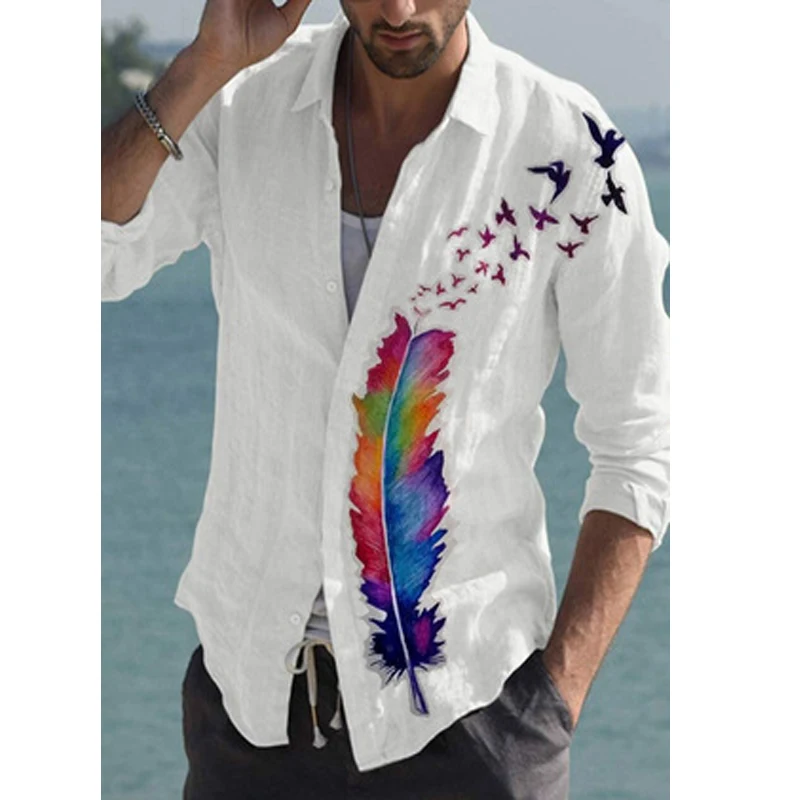

Pop Skull Print Men Shirts Casual Long Sleeve Blouse Male Button Turn-down Collar Tops Shirts Male Slim Shirt For Men Clothes