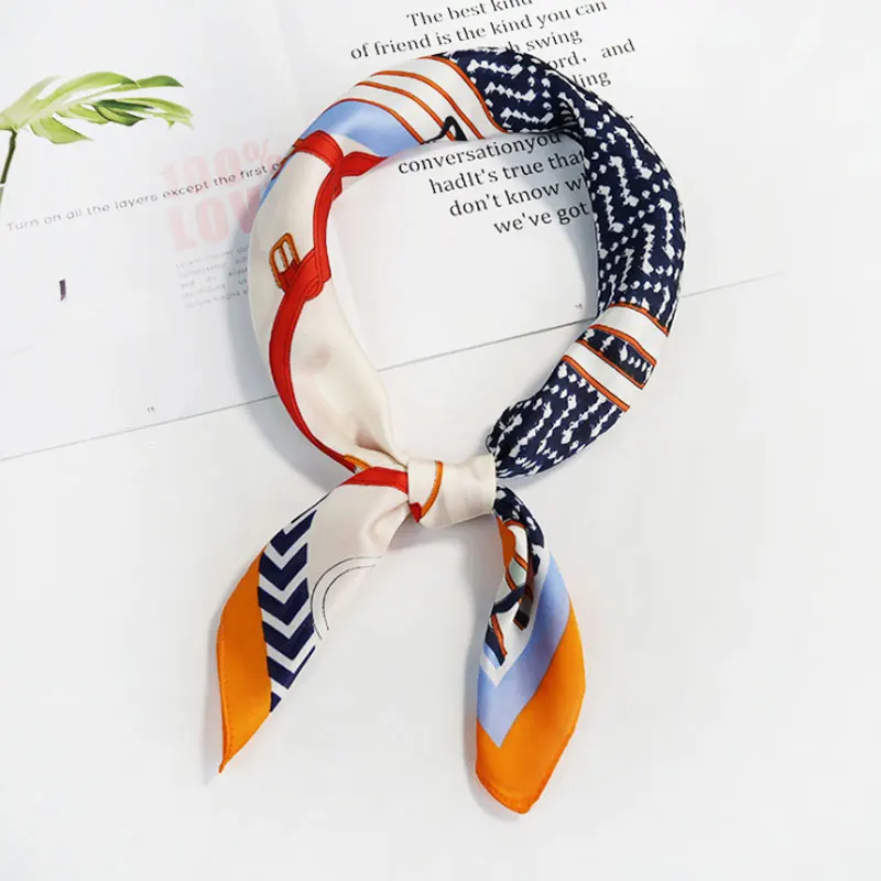 

New Print Kerchief Brand Design Silk Hijab Scarf Women Luxury Office Lady Bandana Female Square Foulard Wrap and Shawl