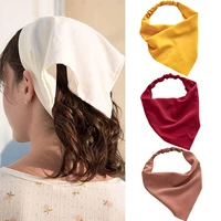 summer style solid hair scarf scrunchies vintage triangle bandana hairband headband elastic hair bands headwrap hair accessories