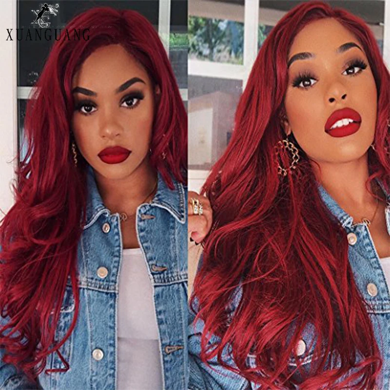 

Red high temperature silk wig, long wave hair cover, black wig, cospiay hair and women’s free size hair cover