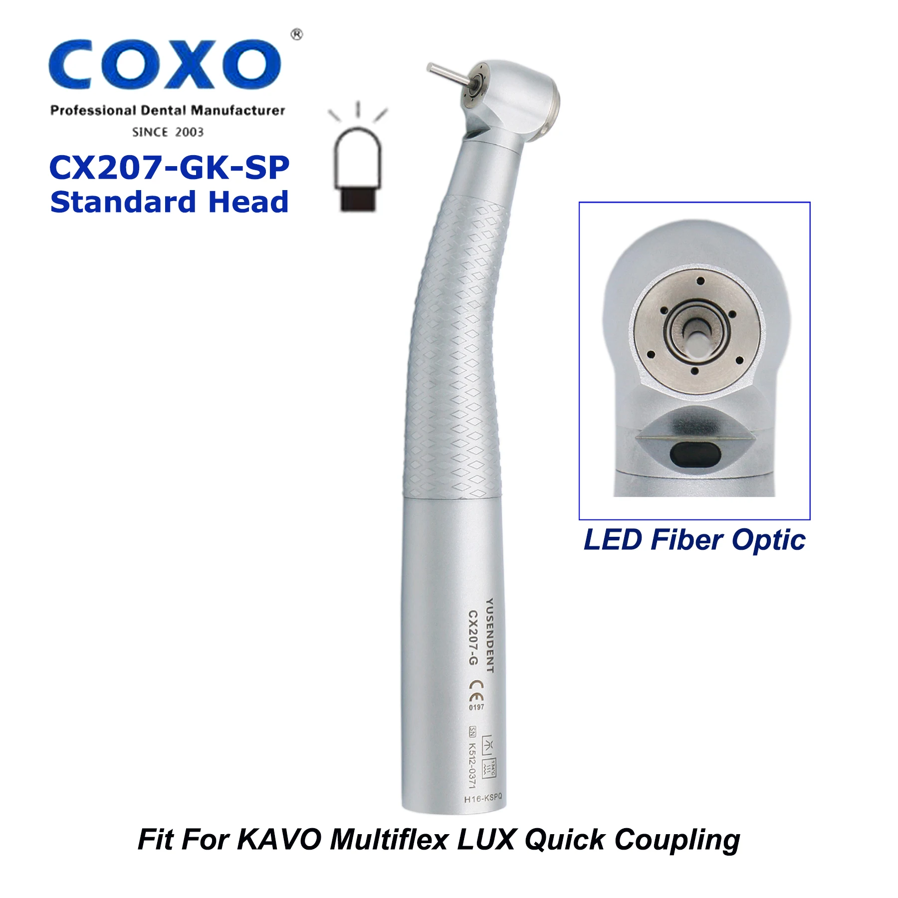 

COXO YUSENDENT Dental High Speed LED Fiber Optic Turbine illumination Standard Head Handpiece For KaVo Multiflex LUX Coupling