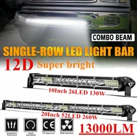 super bright 12d 10 20 130w 260w off road led light bar slim combo led driving lights for off road 4x4 truck suv atv tractor