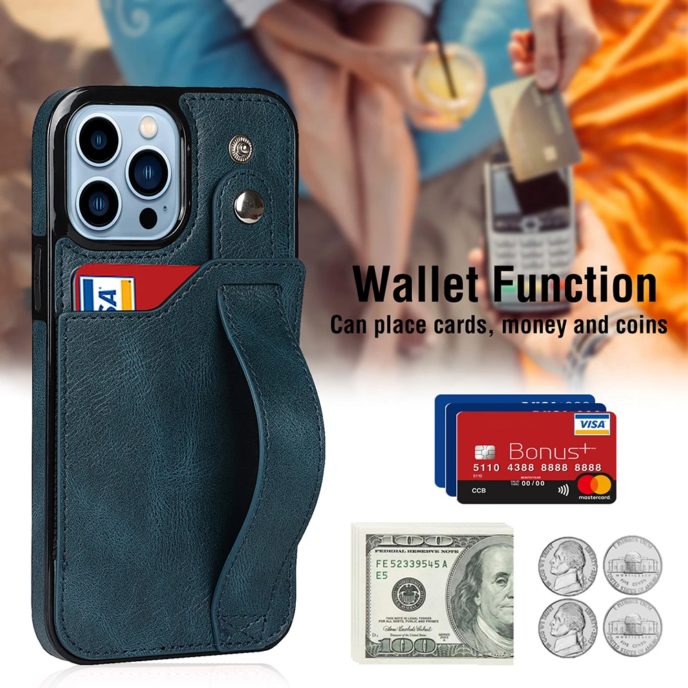 

Creative Mobile Phone Case With Card For Iphone13 Pro Promax Mini Multifunctional Wristband Storage Phone Cover Wallet