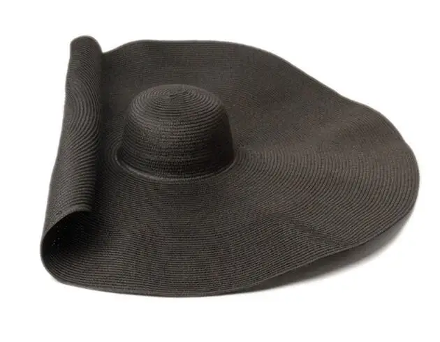 Black Женская летняя шляпа, Пляжная соломенная шляпа, модная большая шляпа от солнца, Пляжная анти-УФ Защита от солнца, складная соломенная Кепка, защита от солнца, распродажа - Цвет: Black