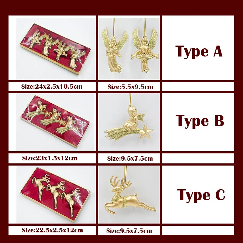 Новые рождественские украшения 2019 золотой порошок Navidad Ангел Кулон акриловая