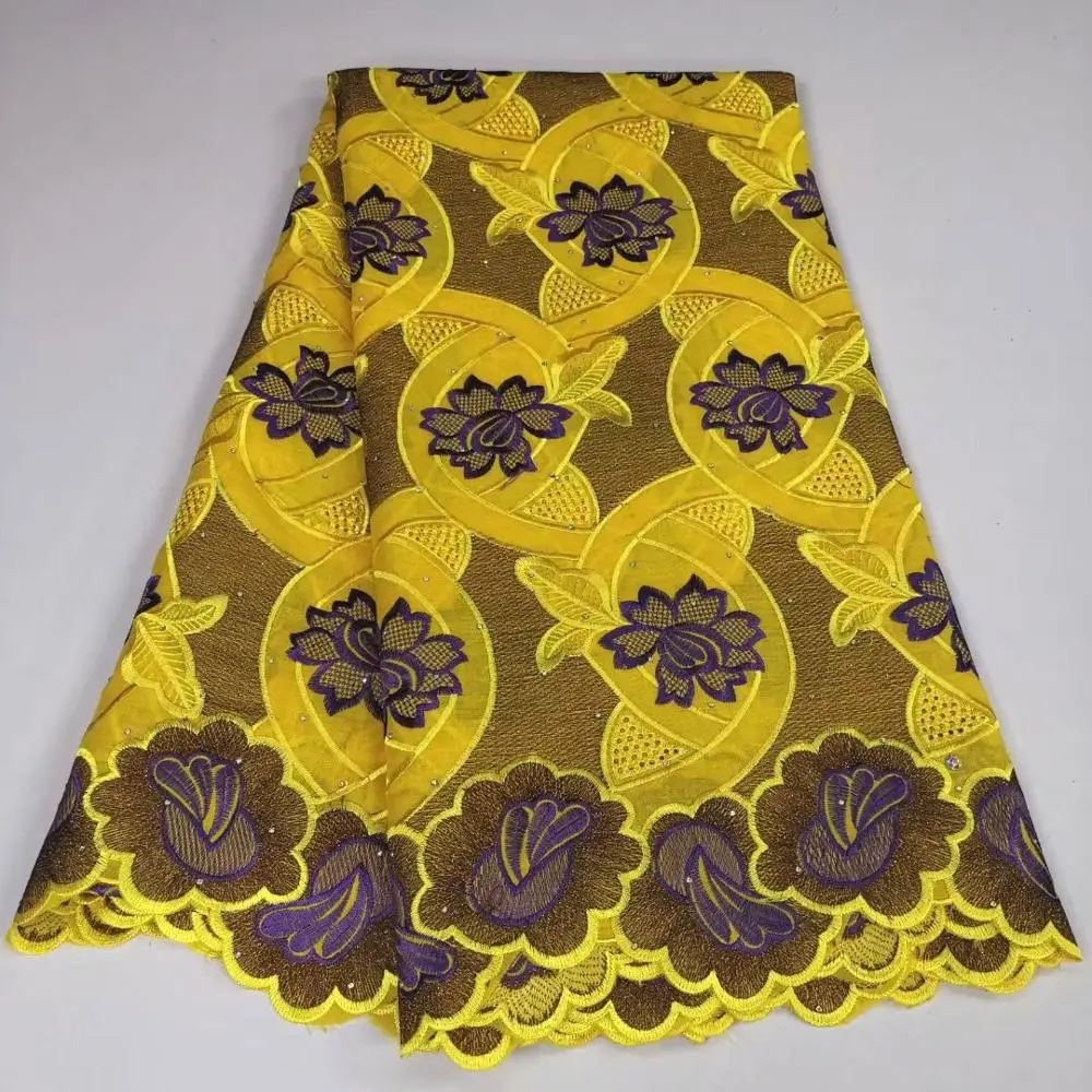 

Latest African Cotton Lace Fabric Flower Embroidery Swiss Voile Cloth For Wedding/Party Dress YCH55 5Yards/Lot