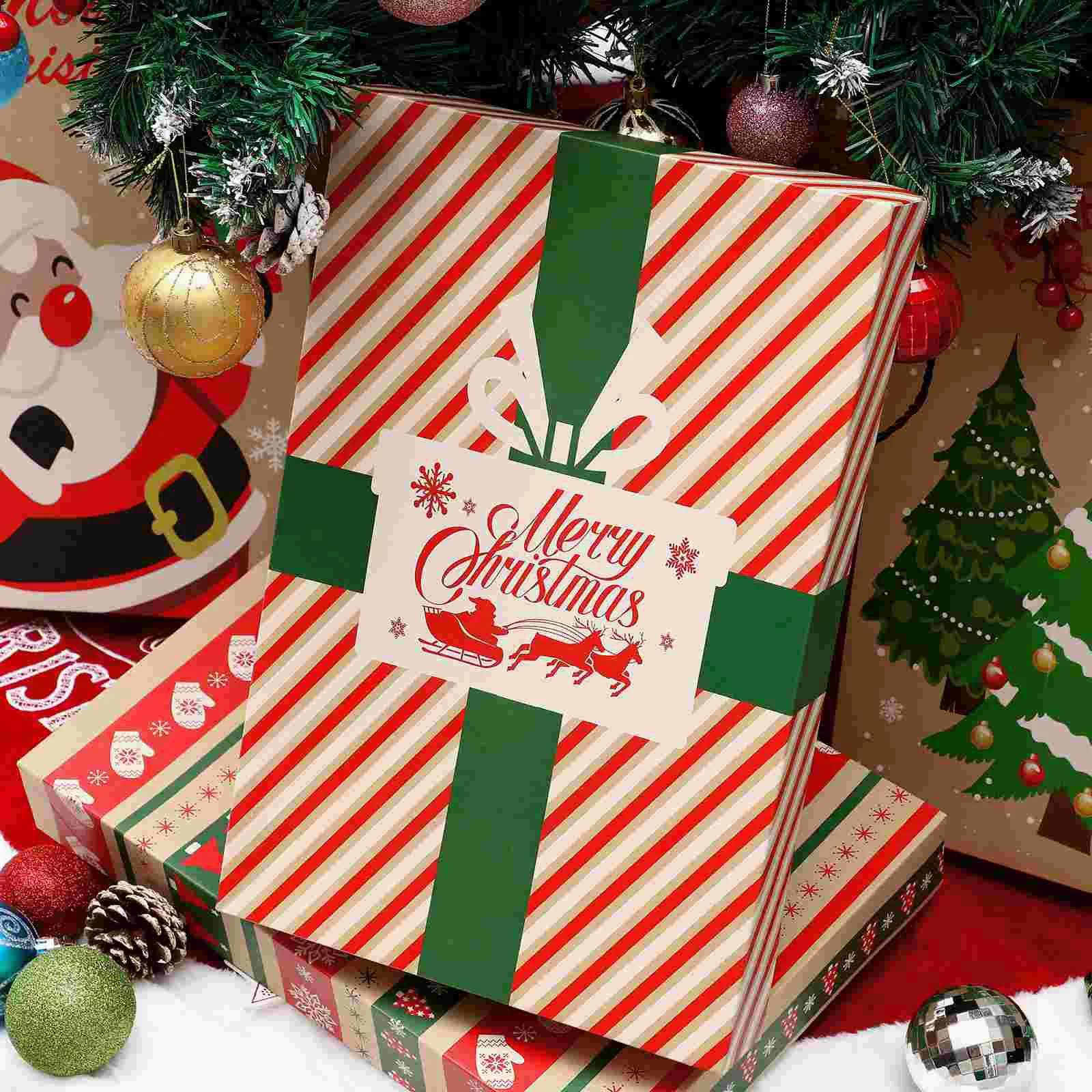 PRETYZOOM 6pcs Christmas Patterned Gift Wrap Boxes Clothes Presents Holder Holiday Treat Party Favors | Дом и сад