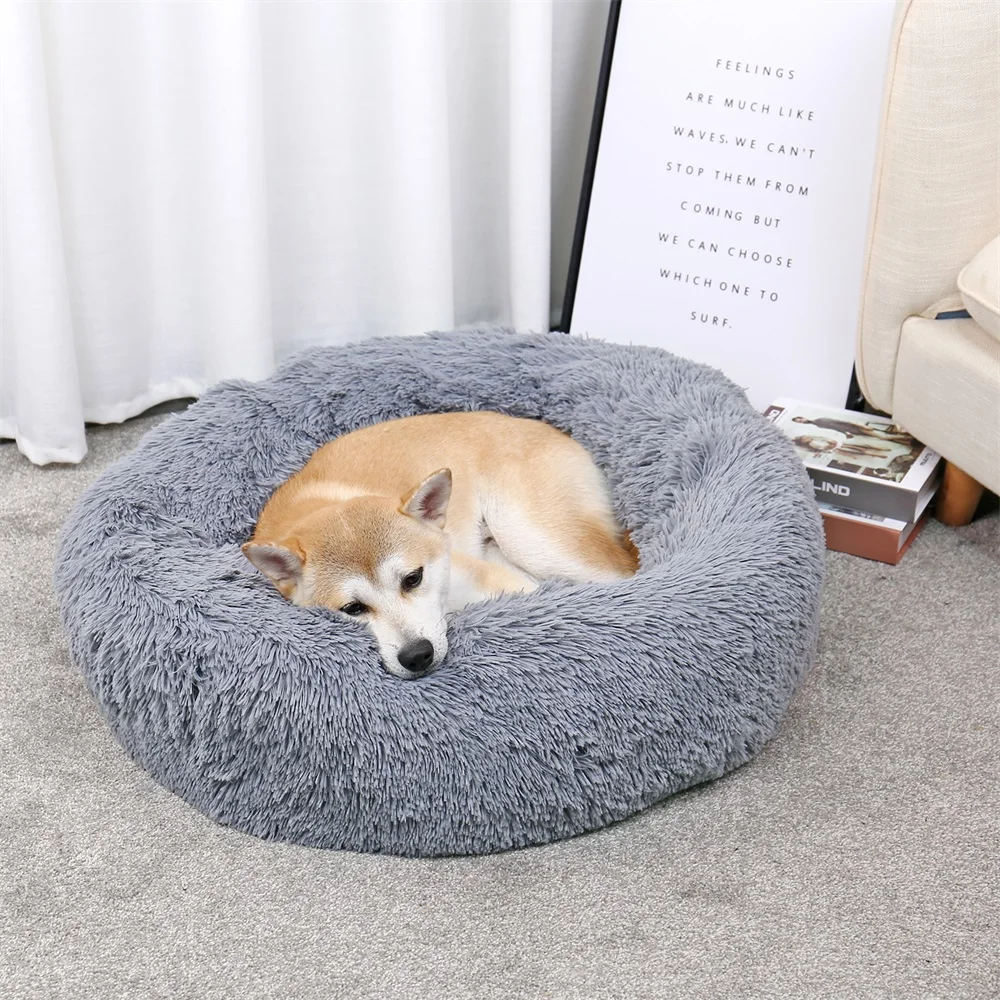 Detachable Machine Wash Donut Cuddler Round Donut Cat and Dog Cushion Bed Warming and Comfortable Sofa Kennel For Dog Cats Puppy