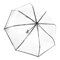 black business rain umbrella women plastic clear ladies folding automatic transparent umbrella men ripple edge