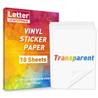 Прозрачная клейкая бумага для печати, наклейки-этикетки из ПЭТ, 10 листов, водостойкая прозрачная этикетка для струйного принтера