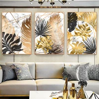 nordic golden leaves canvas paintings black gold luxyry leaf wall art posters pictures canvas prints for living room home decor