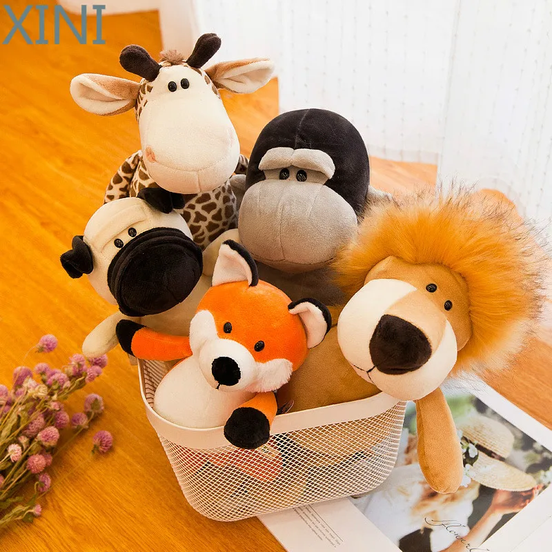 Милая мультяшная мягкая плюшевая игрушка XINI 35/25 см Лев жираф слон тигр лиса енот