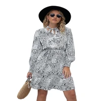 2021 new ladies high quality hot selling fashion slim waist floral long sleeved early autumn dress