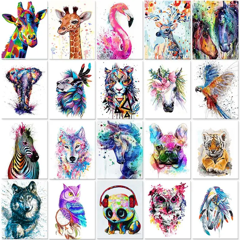 

GATYZTORY 60x75cm Painting By Numbers Animals On Canvas Coloring By Numbers Acrylic Paints Home Decor DIY Gift