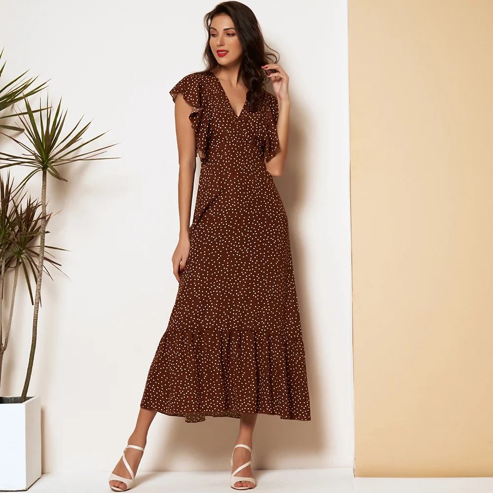 

Новые летние продукты Леди с треугольным вырезом на шее Футболка с рукавами в виде листьев лотоса талии большой трапециевидной формы виско...